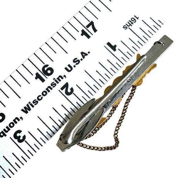 Vintage Gold Dragon Tie Clip w/ Chain Accent - Picture 9 of 9